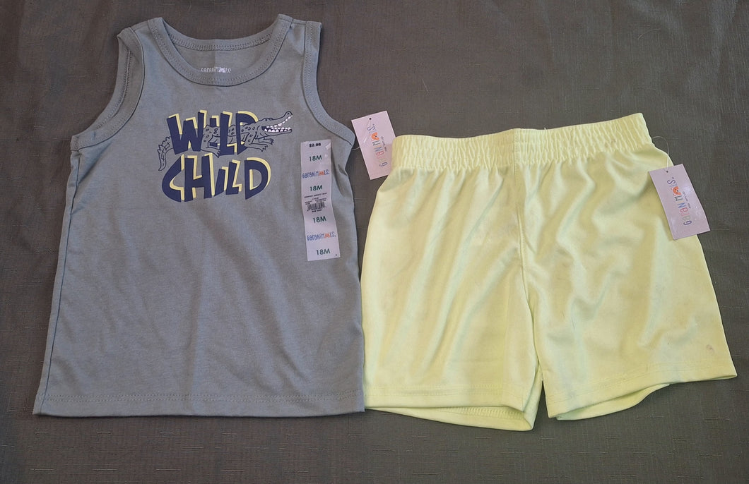 NWT GRANIMALS SET WILD CHILD TEE NEON SHORTS 18 - size 18 Months