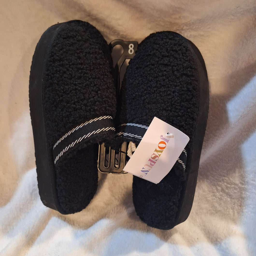 NWT JOYSPUN SLIPPERS BLACK WHITE STRIPE - size Shoes-Womens 8