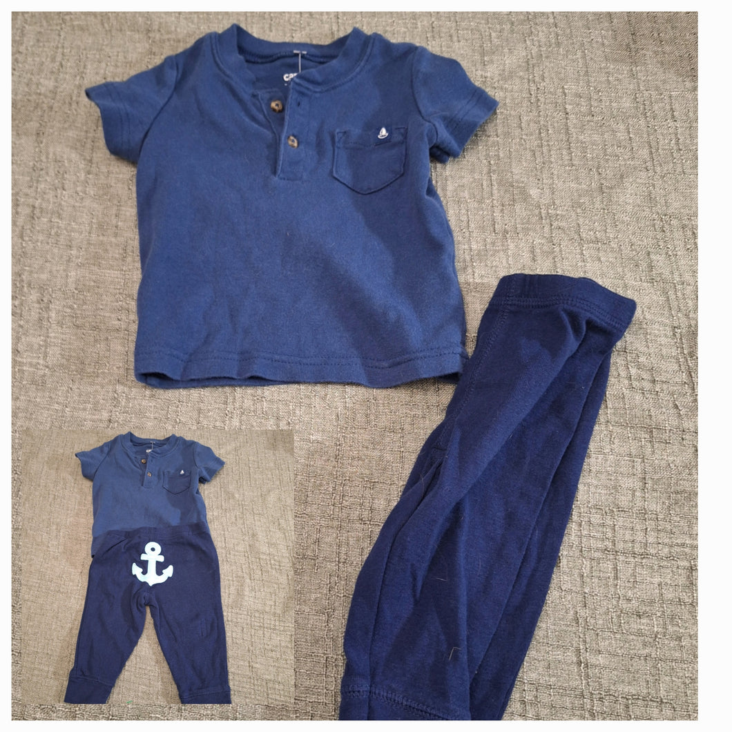CARTERS NAVY BLUE SET BO BOAT AND ANCHOR BUTT 6M - size 6 Months