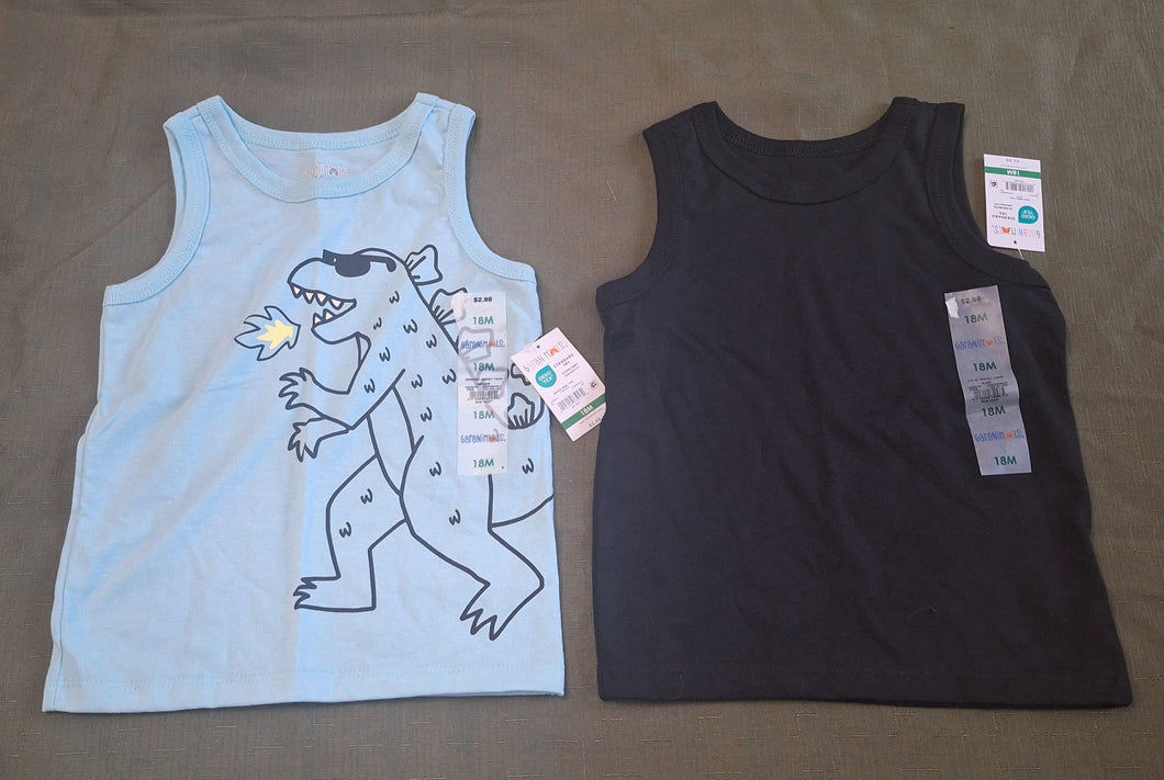 NWT GRANIMALS  DINO TANK TANK BLACK TANK 18M - size 18 Months