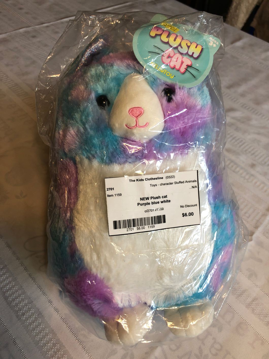 NEW Plush cat Purple blue-11x 8
