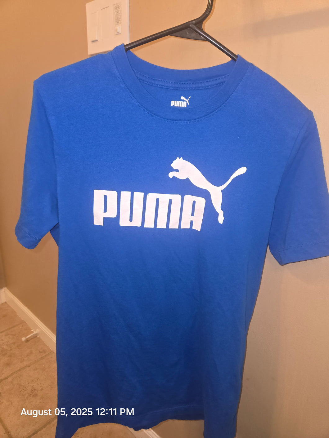 Mens Puma Blue Logo TShirt Tee Shirt Top - size Mens S