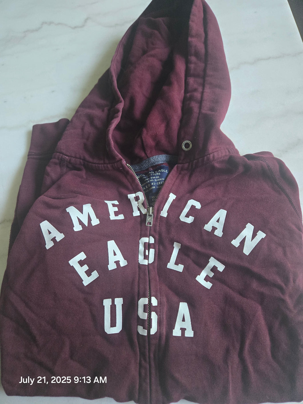 American Eagle Full Zip Up Hoodie Burgundy - size Junior Girls XS (0-1)