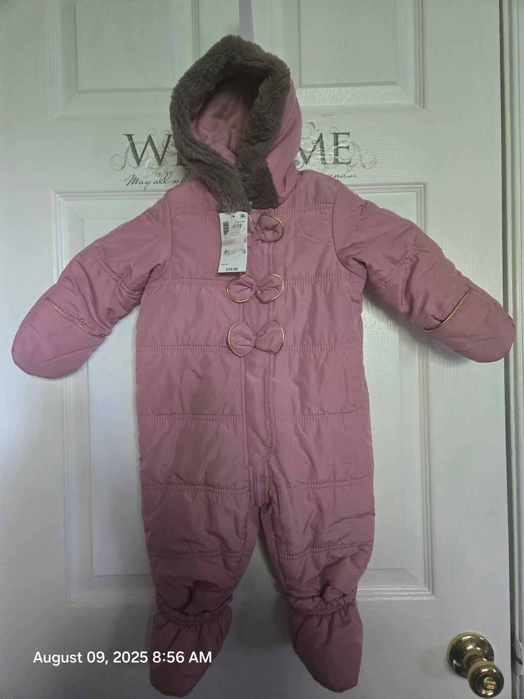 First Impressions NWT PinkBow Snowsuit 17-22Lb - size 6-9 Months
