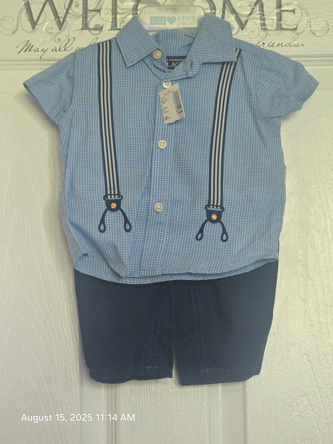 Children's Place NEW NWT 2pc Suspender Outfit Set - size 0-3 Months