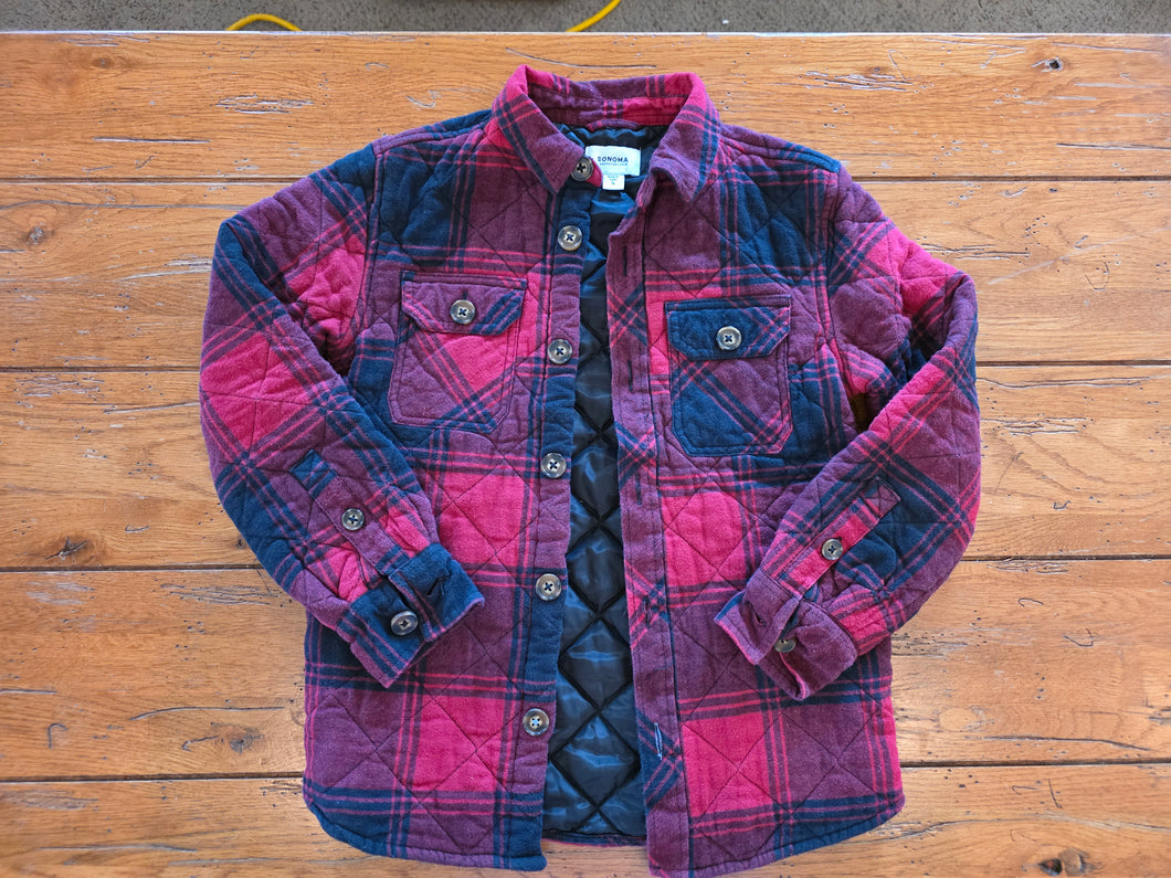 Sonoma Red/blk flannel shacket - size Kids 8
