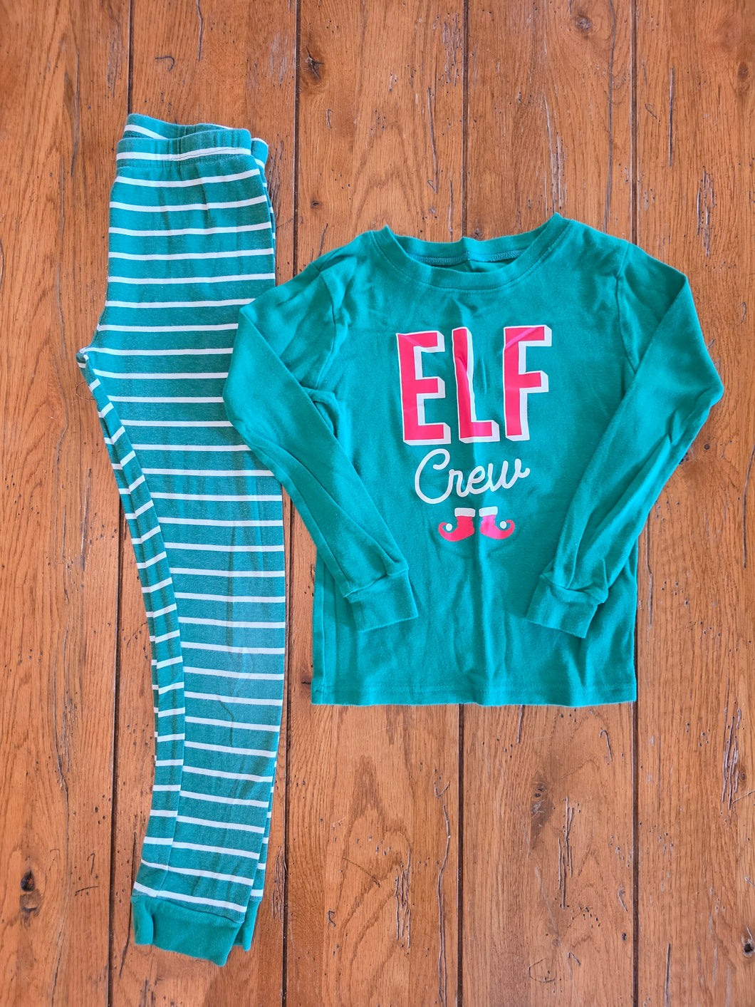 Carter's 2pc Grn Elf Crew pjs - size Kids 8