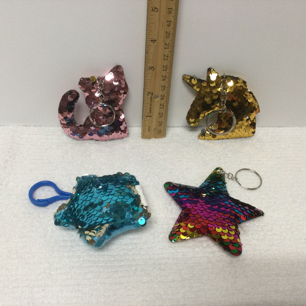 4 Keychains Flip Sequin