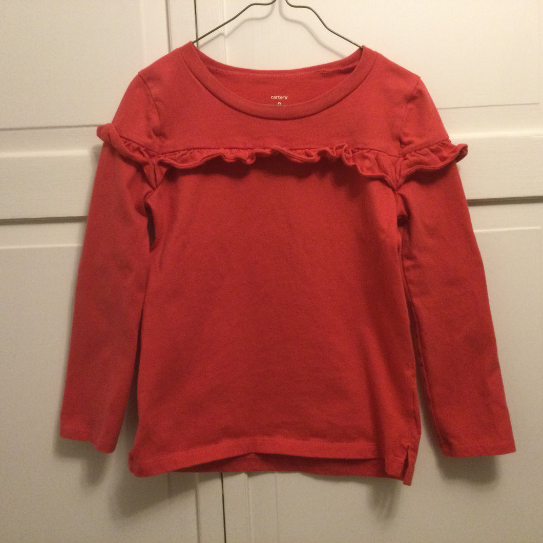 Carter's Shirt Reddish Pink RuffleShirt - size Kids 8