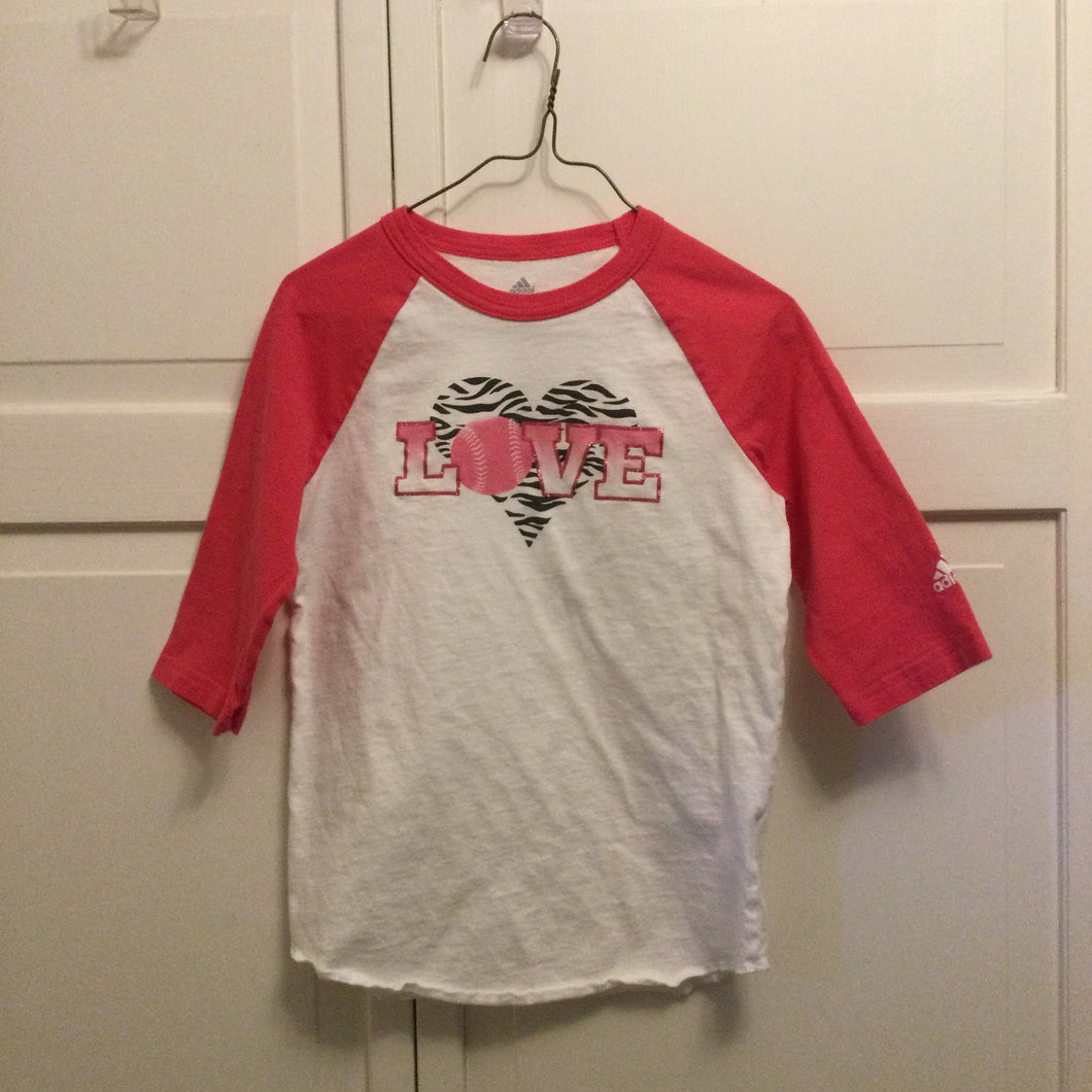Adidas Shirt Softball Raglan YS - size Kids 6