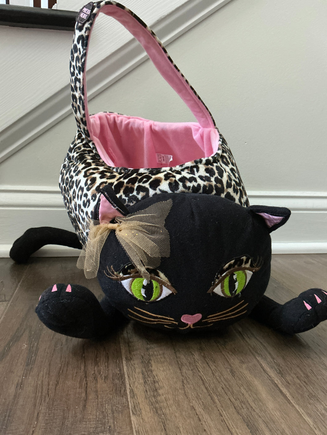 Black & Leopard Cat Trick-or-Treat Bag
