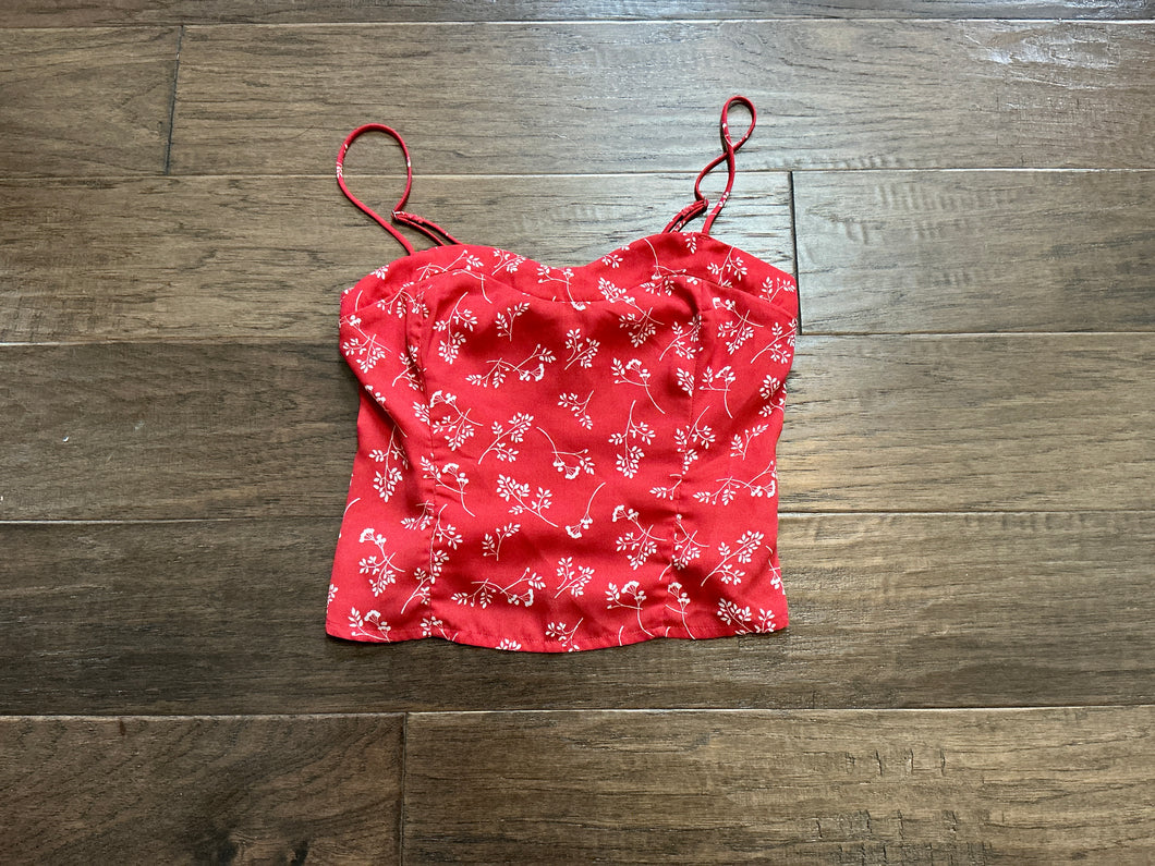 Abercrombie & Fitch Red Floral Tank XS - size Junior Girls XS (0-1)
