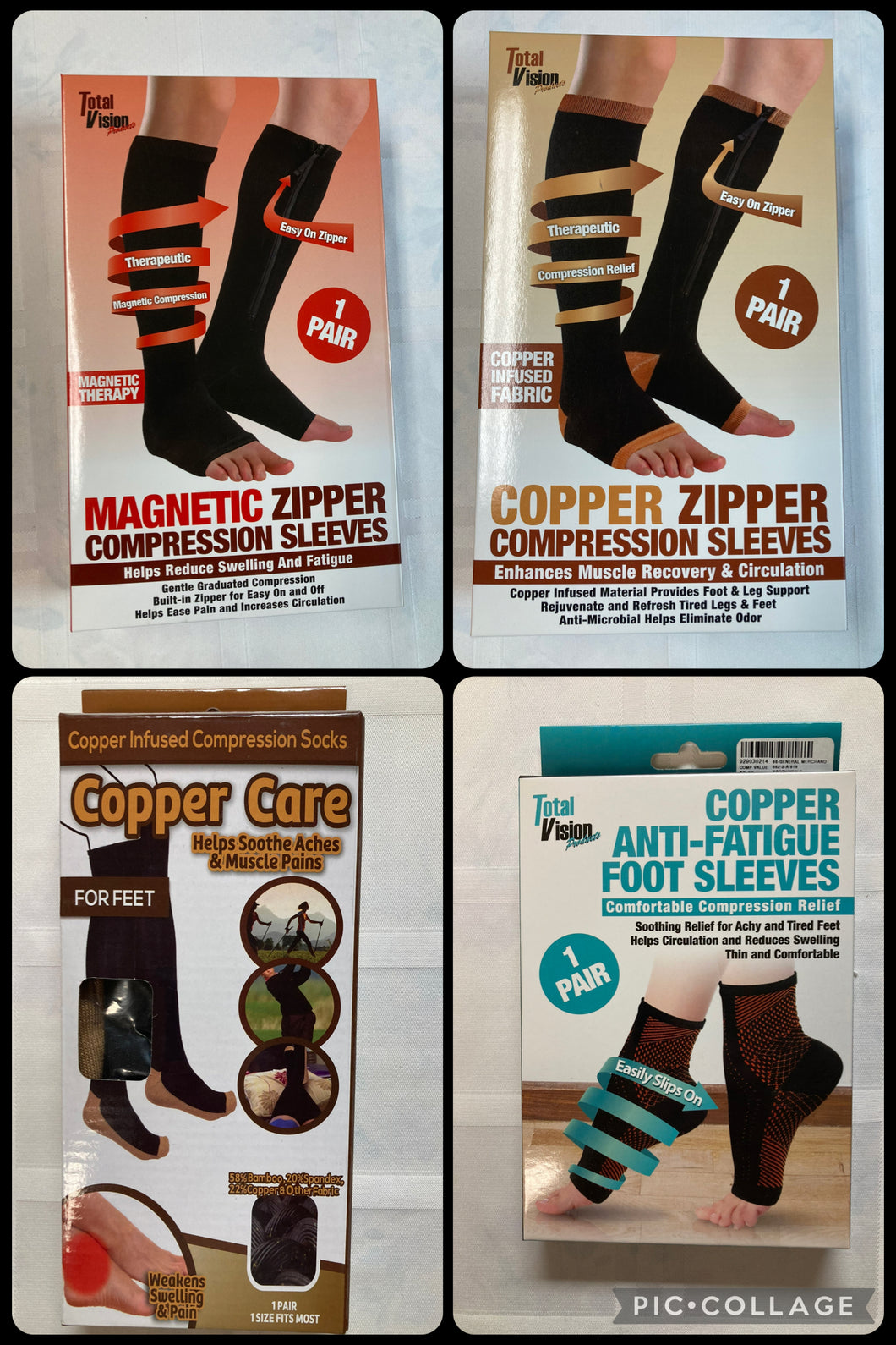 LOT- Copper Care Foot & Leg Sleeves (4) NEW box