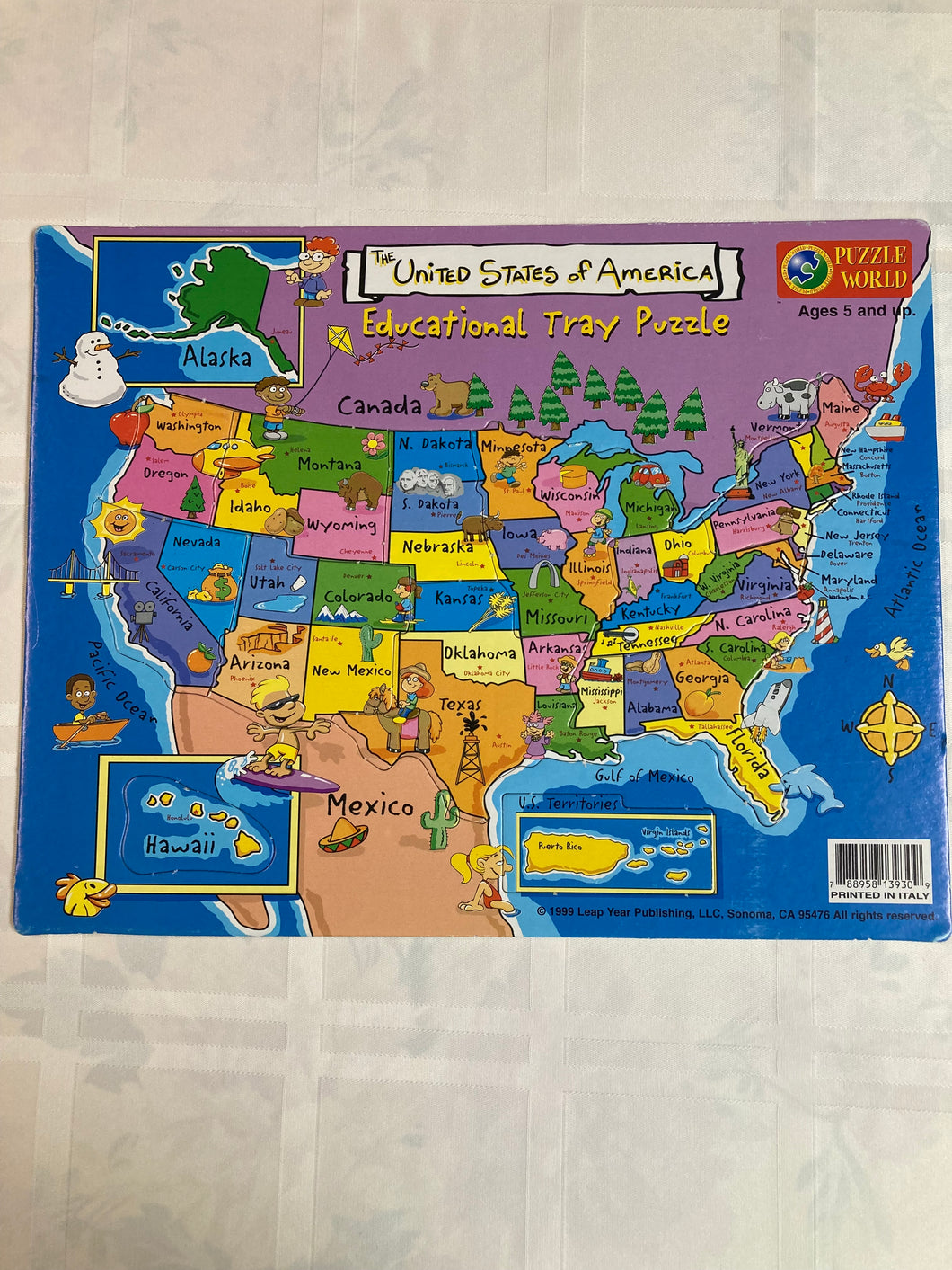 US Map Puzzle Educational Tray Puzzle