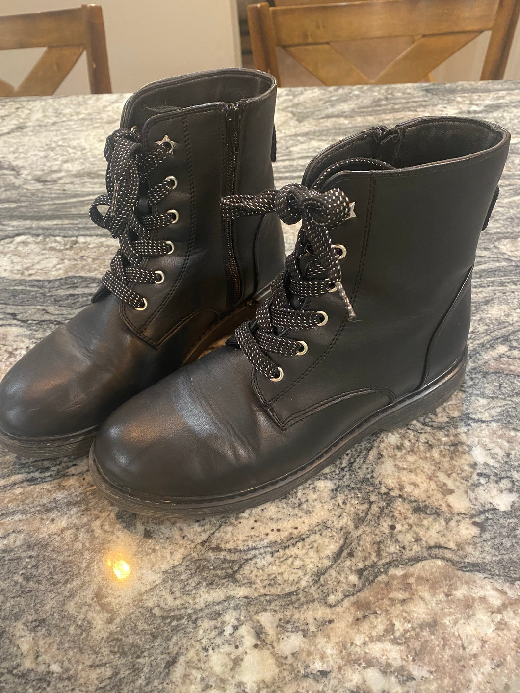 Black Lace Up Boots - size Kids 6