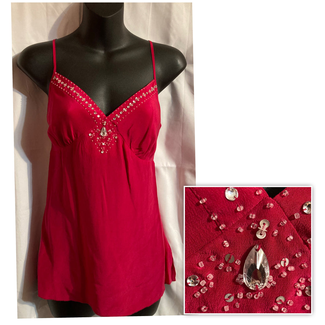 Daisy Fuentes Tank Top Red with Sequins - size Women S (4-6)