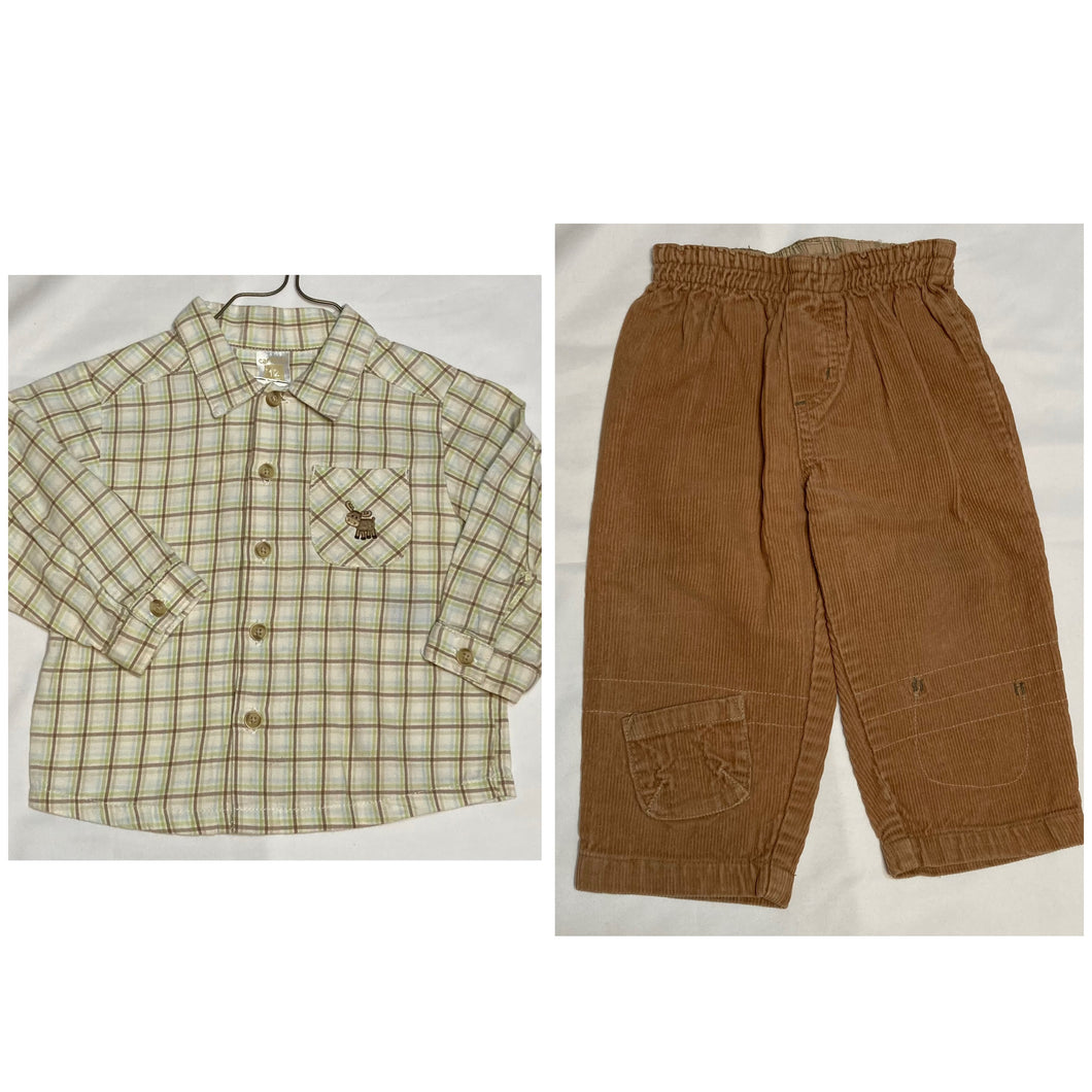 Carters Pant Set Carters Plaid Moose Top - size 12 Months