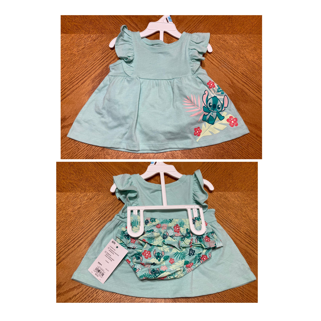 Disney Stitch Dress Matching Bottoms - size 6 Months