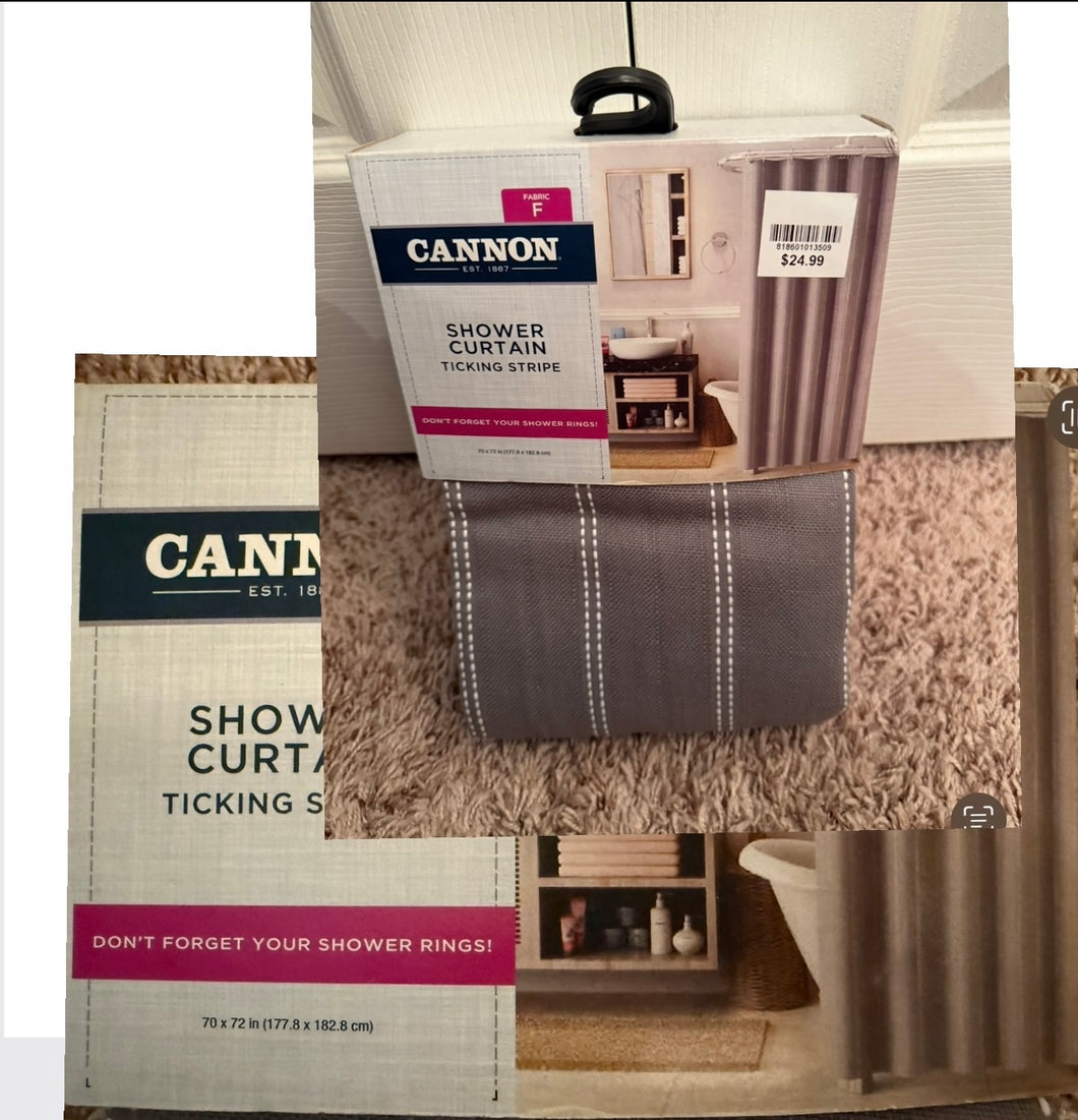 GREY FABRIC SHOWER CURTAIN--70X72--NEW