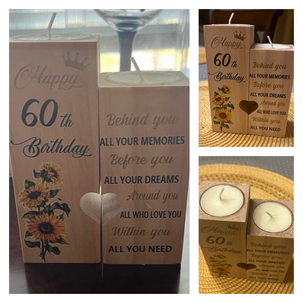 60th BIRTHDAY CANDLE HOLDERS 2PC