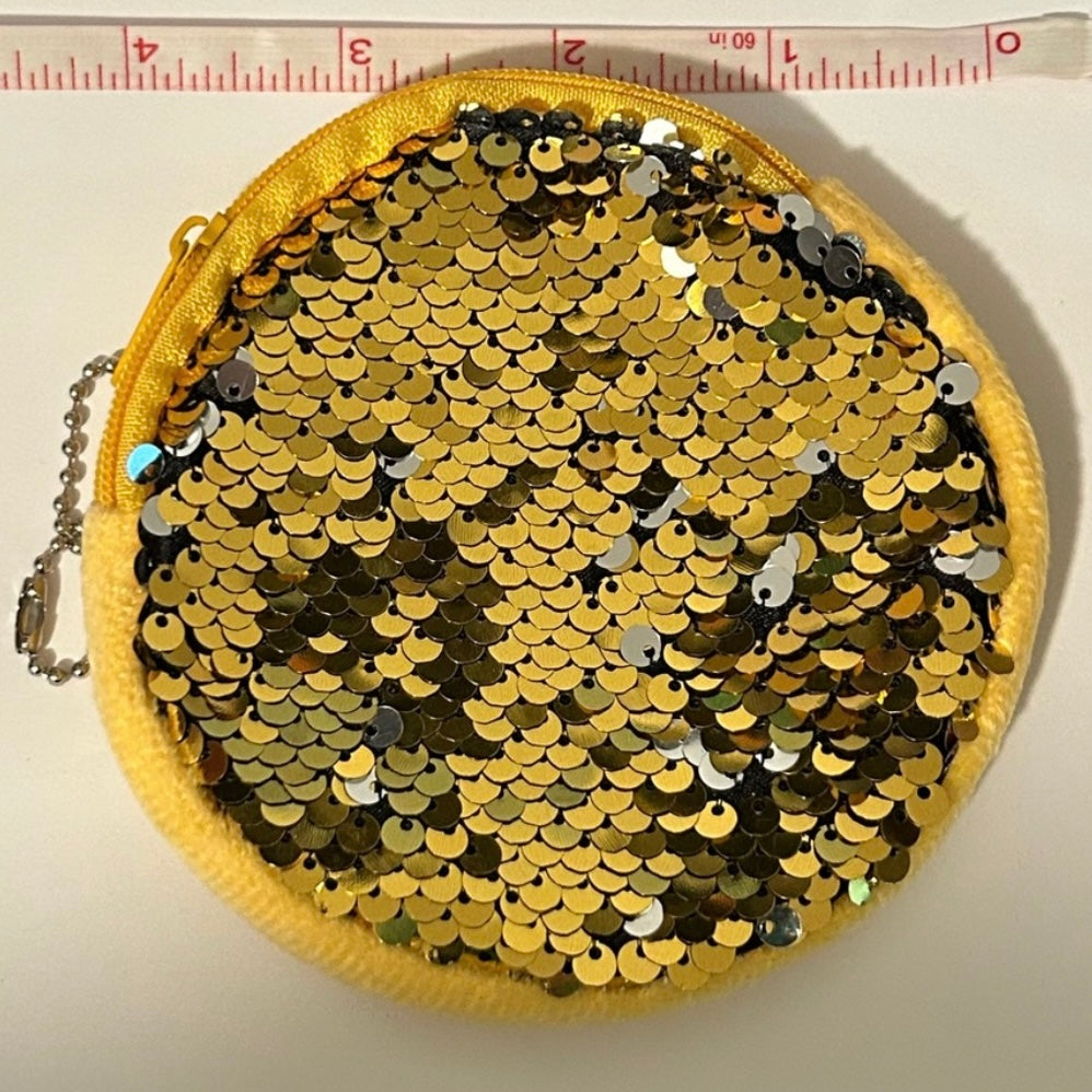 Reverse sequin coin bag Yellow gold