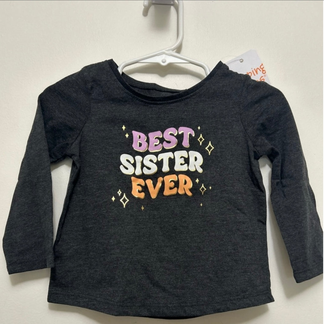 NEW gray LS tee BEST SISTER EVER - size 12 Months