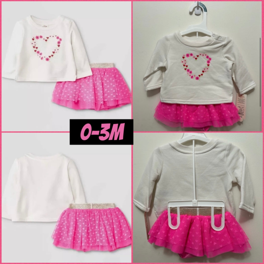 NEW 2PC Cat&Jack Floral heart top & - size 0-3 Months