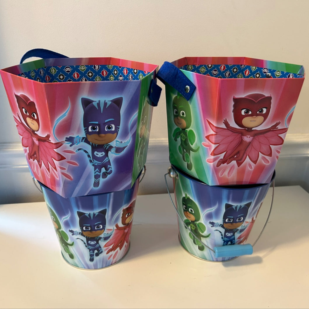 4PC PJ MASKS buckets 2 paperboard & 2 tin