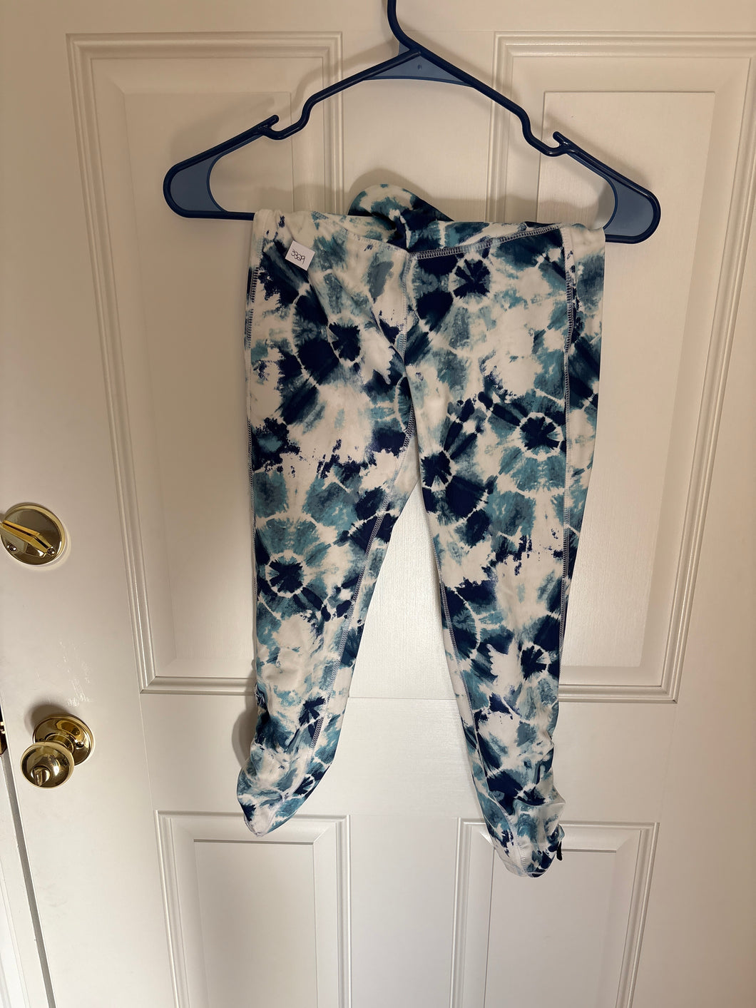 Old Navy blue tie dyed Leggings w/ ankle ruchin - size Kids 10