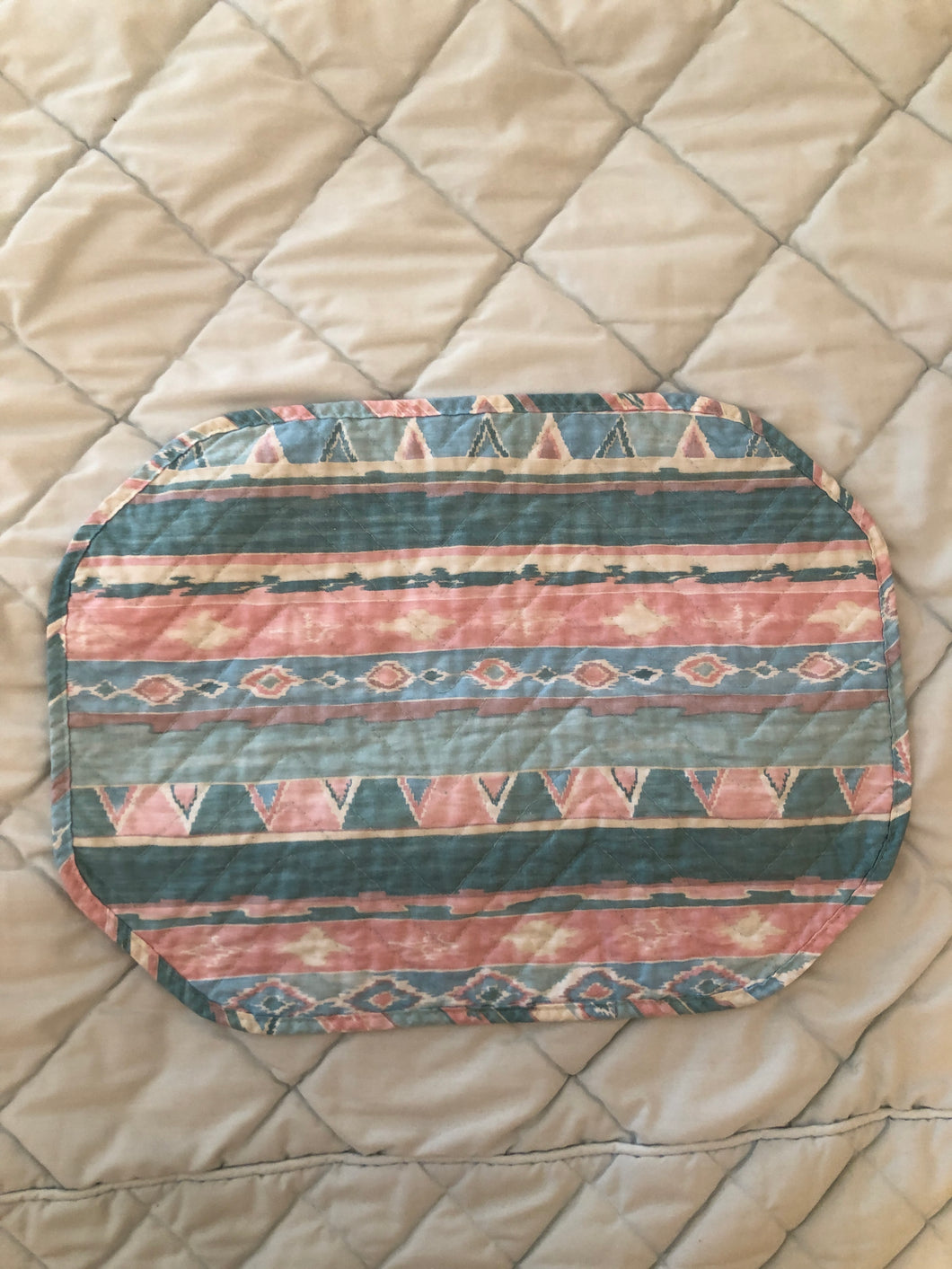 3 Pastel Aztec fabric placemats