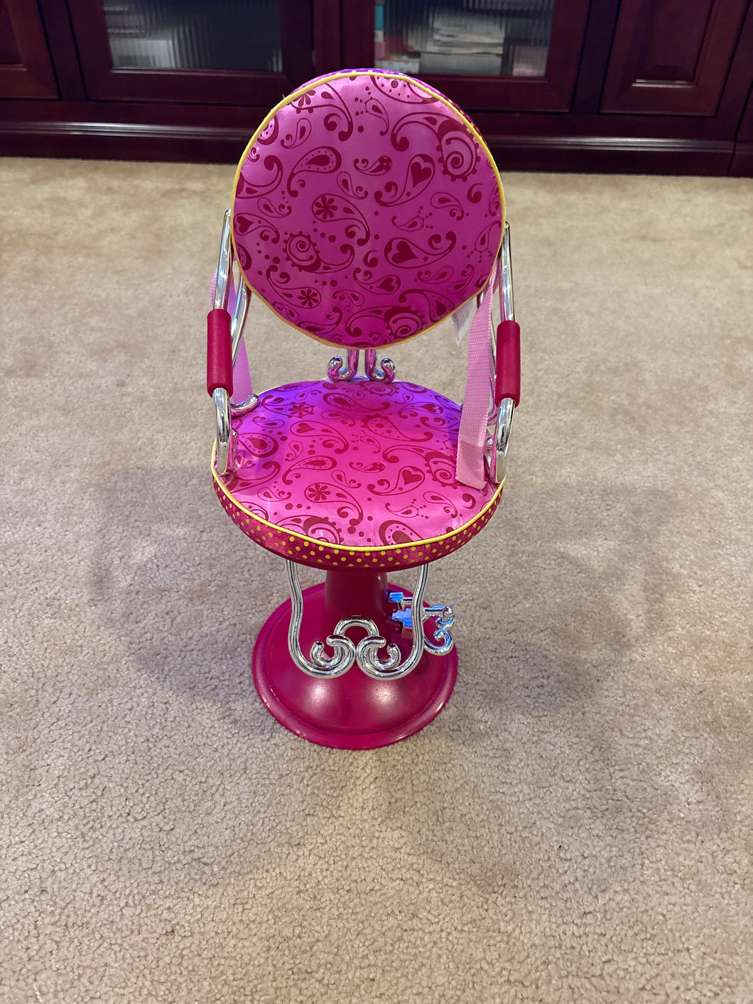 Pink doll hair styling chair