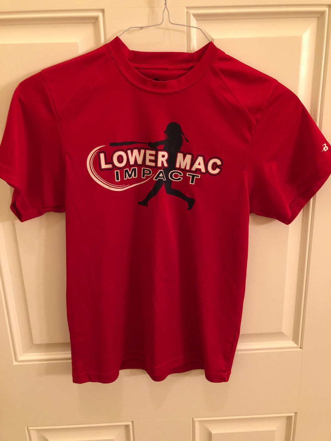 Red Lower Mac dri-fit athletic shirt - size Kids 10