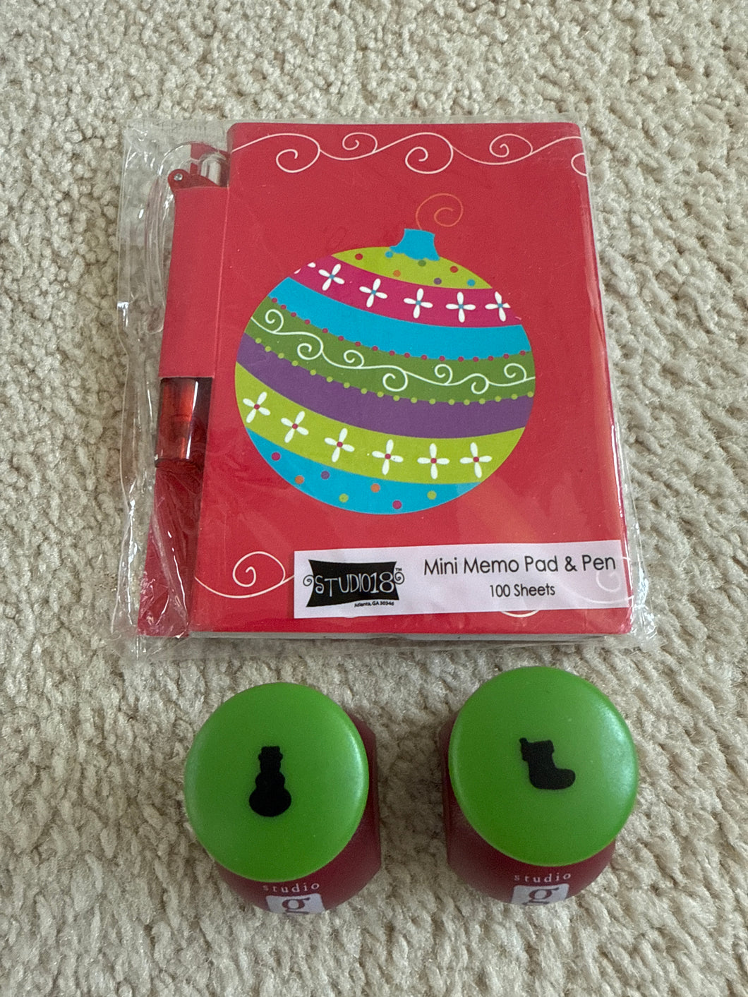 2 Christmas hole punches And a notebook w/pen