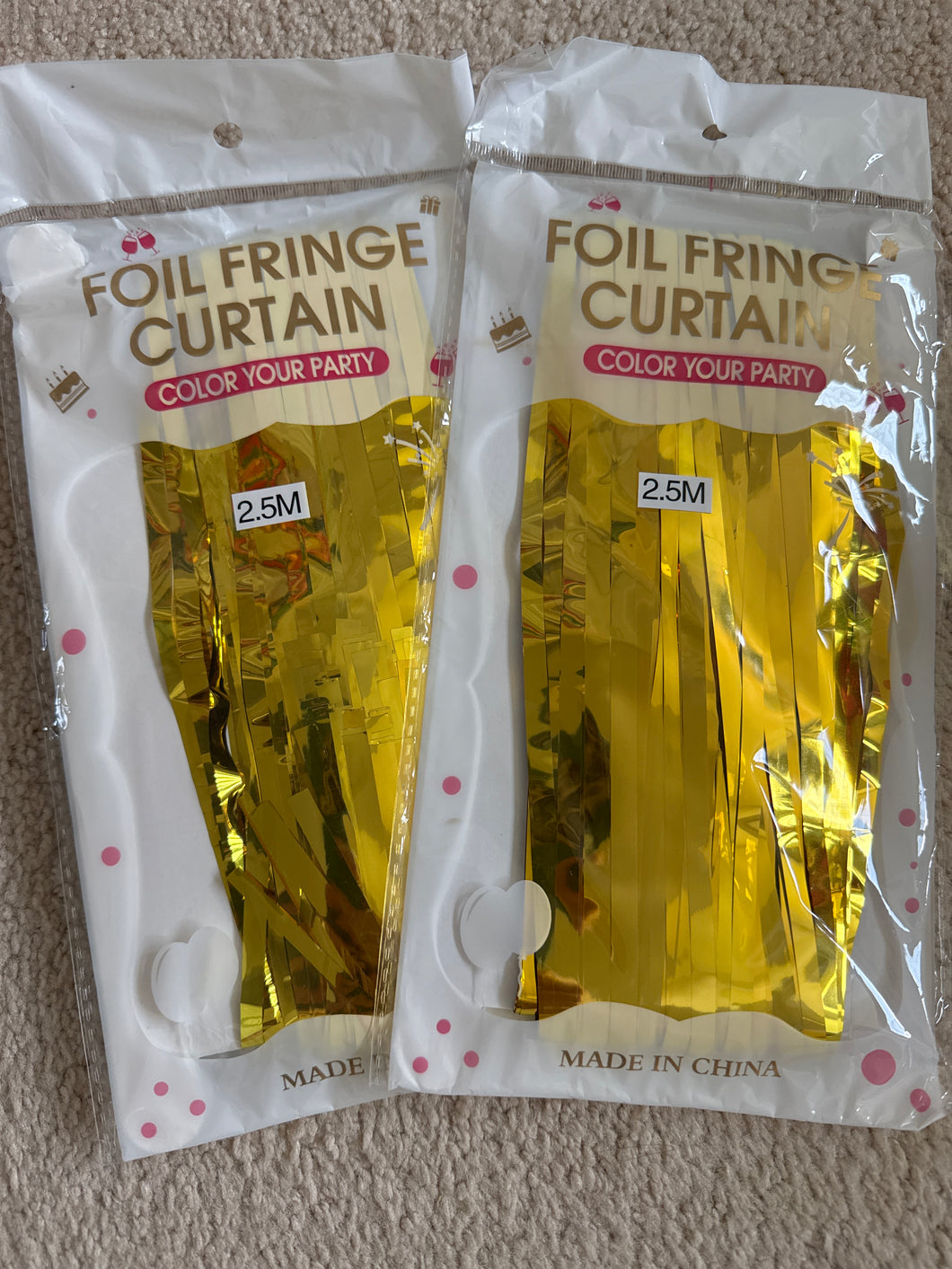2 gold foil curtains New, never opened