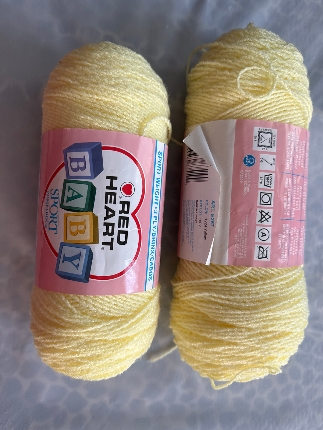 2 Red Heart Baby Yarn Sport Pompadour