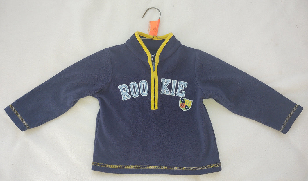 Carter's 1/2 zip fleece navy ROOKIE w/yellow - size 18 Months