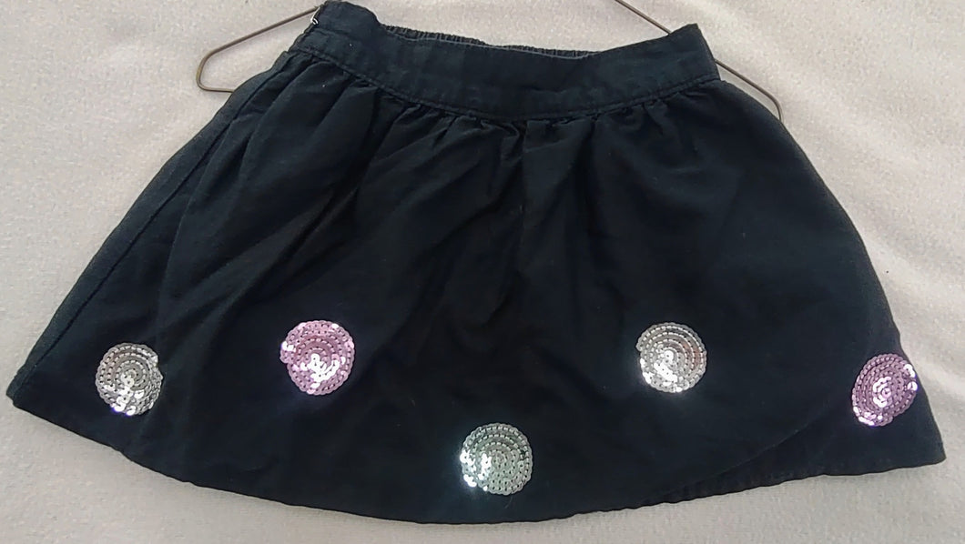 Osh Kosh blk skirt w/sequin swirls/circles - size 4T/4