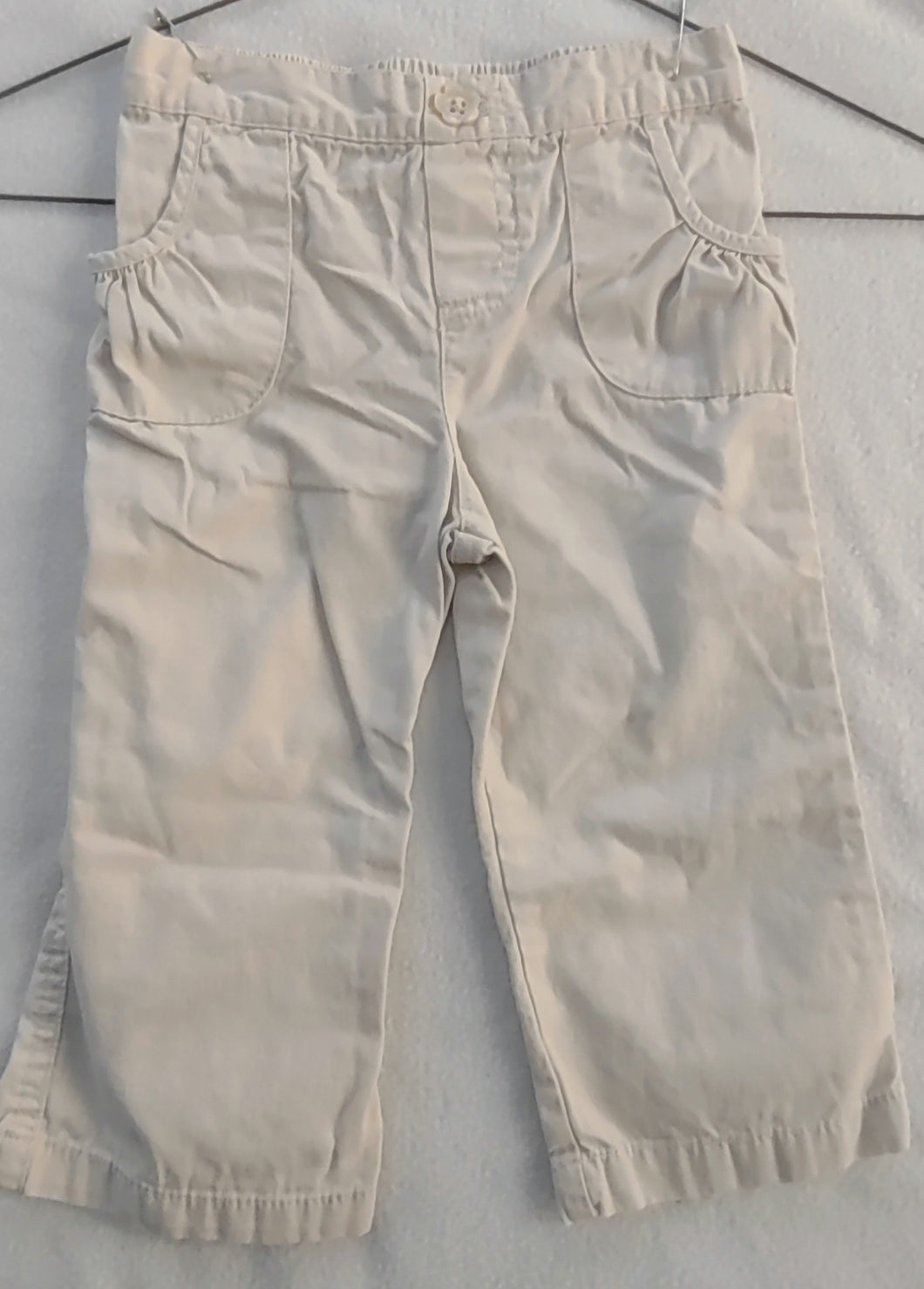 Okie-dokie khaki pant elastic waist & flwr btn - size 18 Months