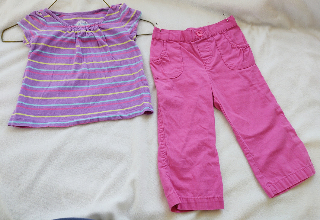 2pc Circo purp stripe shirt & pink pants - size 18 Months