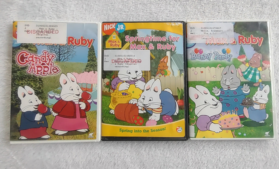3 Max & Ruby DVDs Bunny Party, Candy Apple