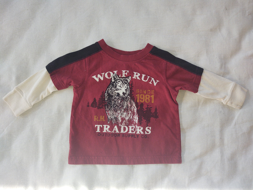 RuffHewn LS shirt red/blk/wh Wolf Run - size 12 Months