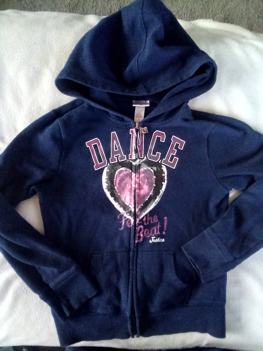Justice zip hoodie navy Dance - size Kids 7