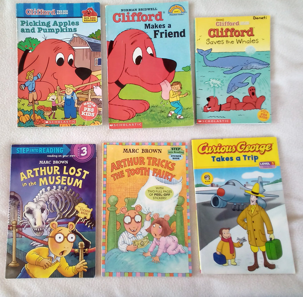 6 level 1 & 2 readers Clifford, Arthur,