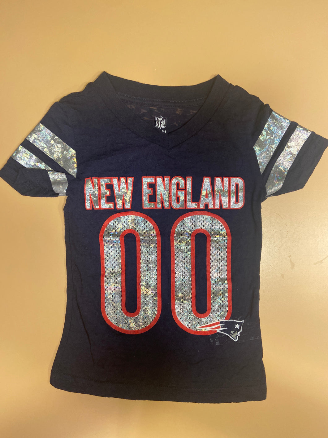 NFL Patriots T shirt Football navy sparkle - size 4T/4