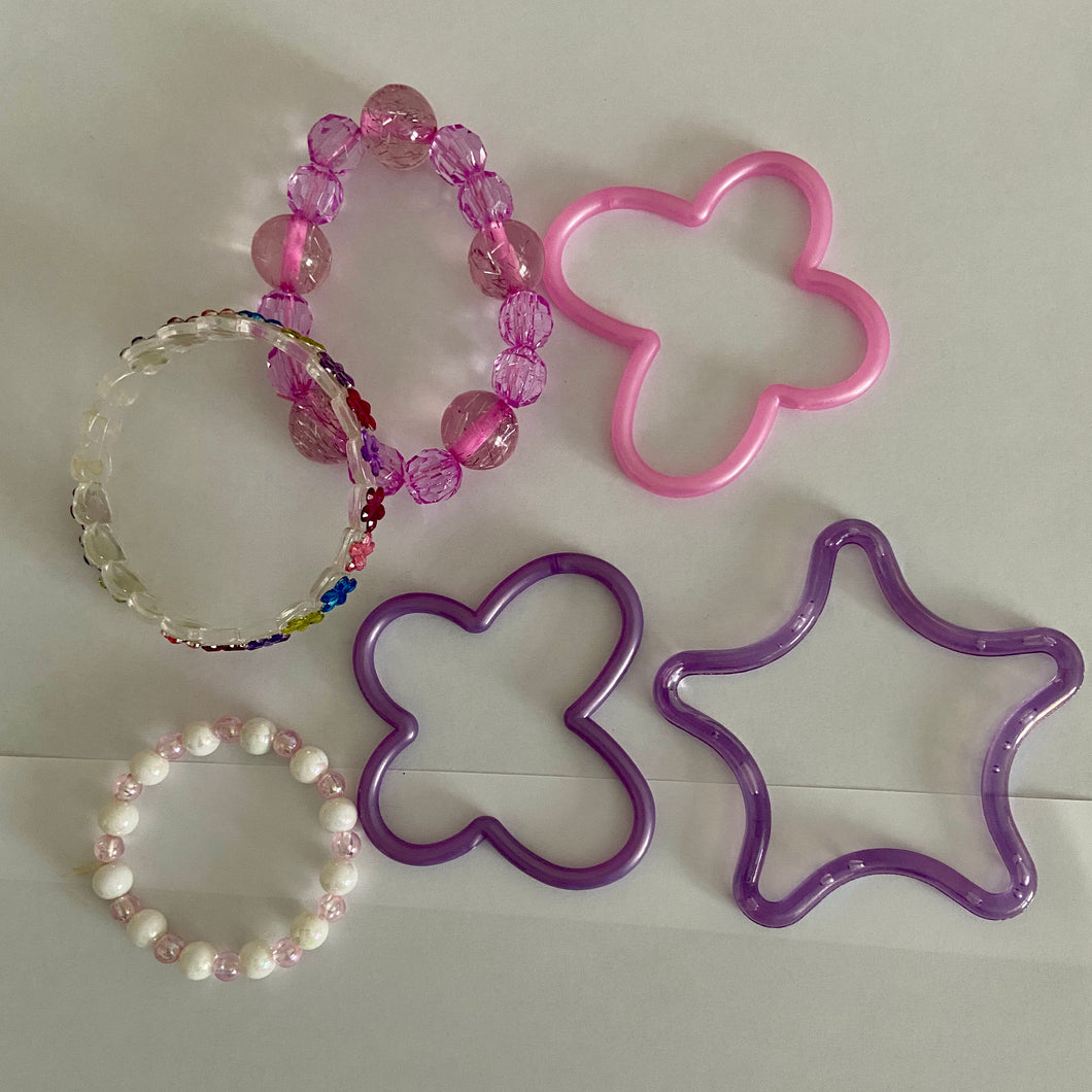 Little girls bracelets Pink purple plastic