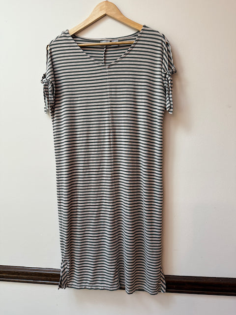 Kenar striped dress cold shoulder olive tan - size Women S (4-6)