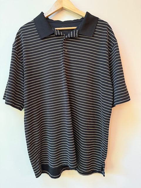 PGA Tour golf polo shirt XXL black w tan stripe - size Mens XL