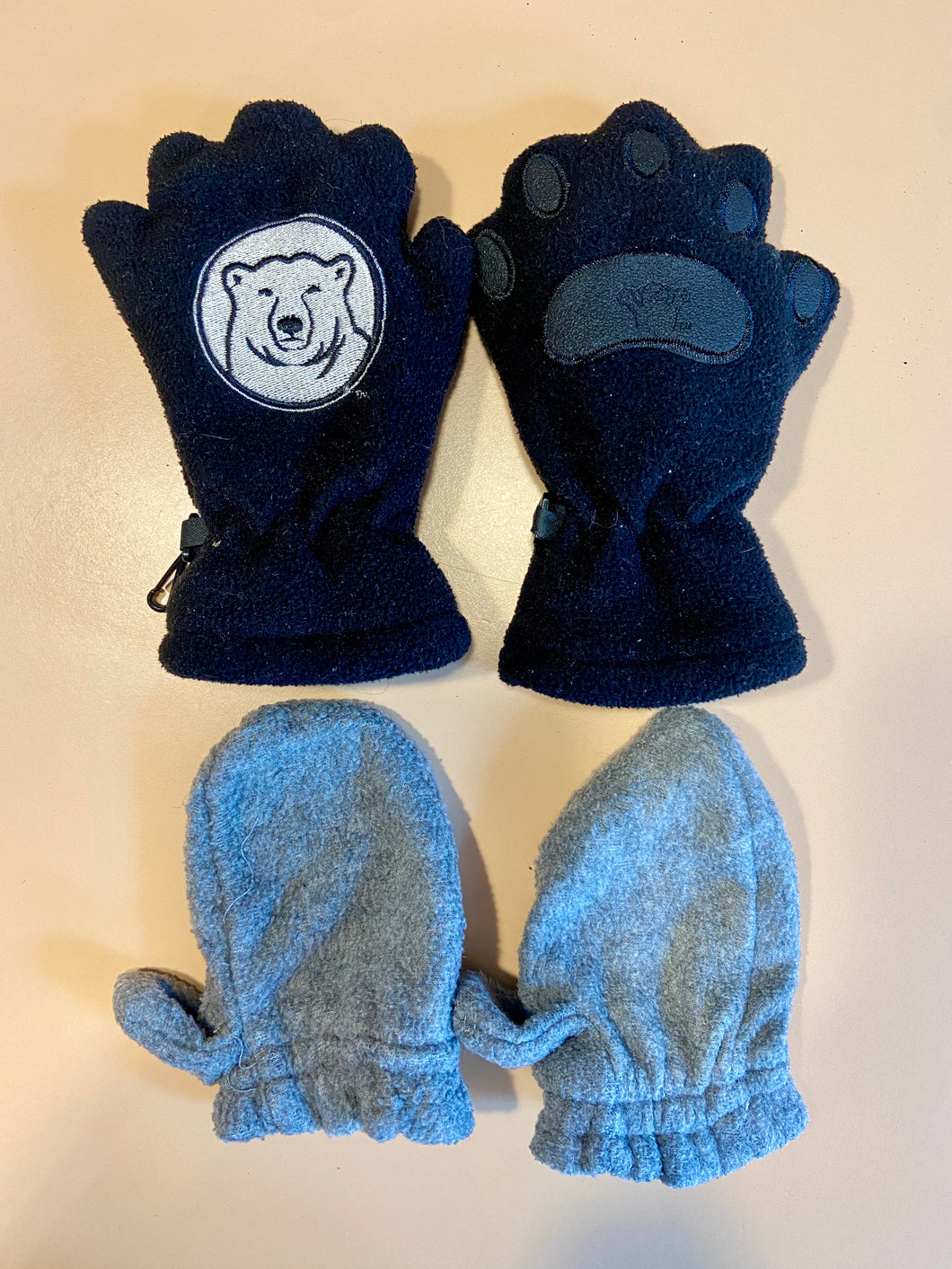 Toddler mittens gray Black Bear Hands fleece