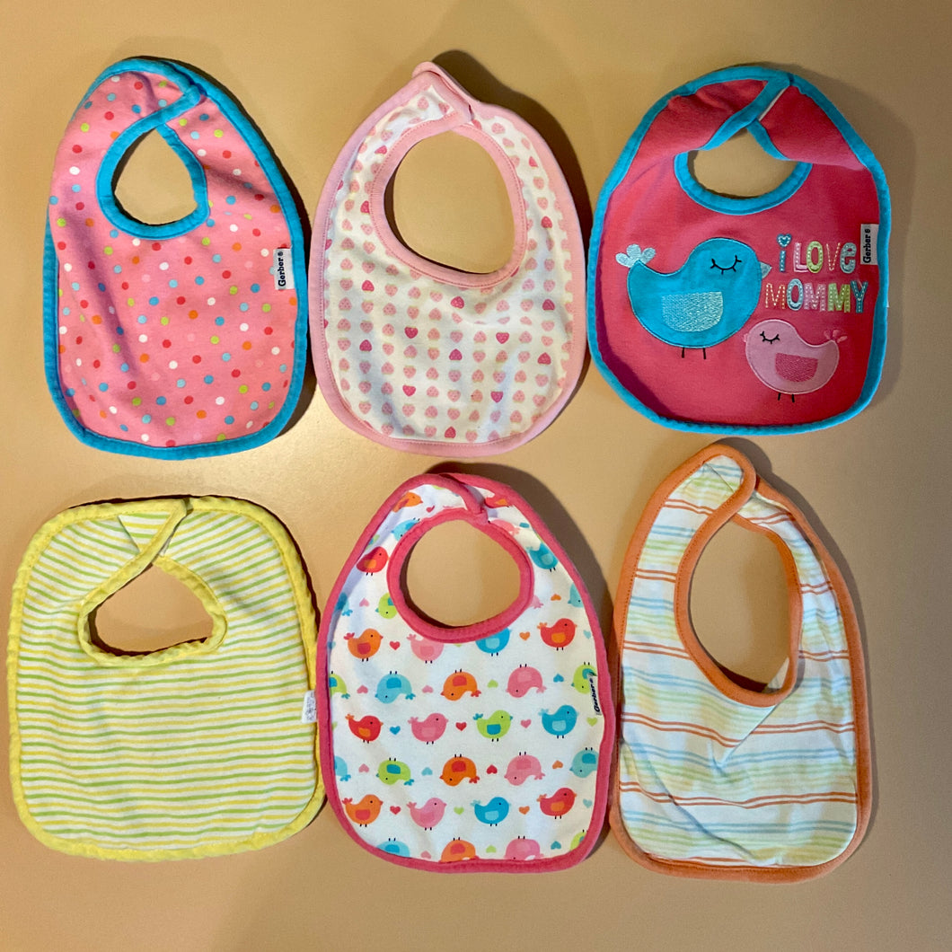 6 girl bibs Gerber Target soft