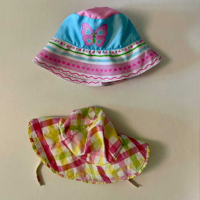 2 sun hats toddler kid Gymboree plaid 2t-5t